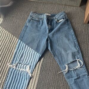 Topshop Light Blue Distressed petite mom jeans